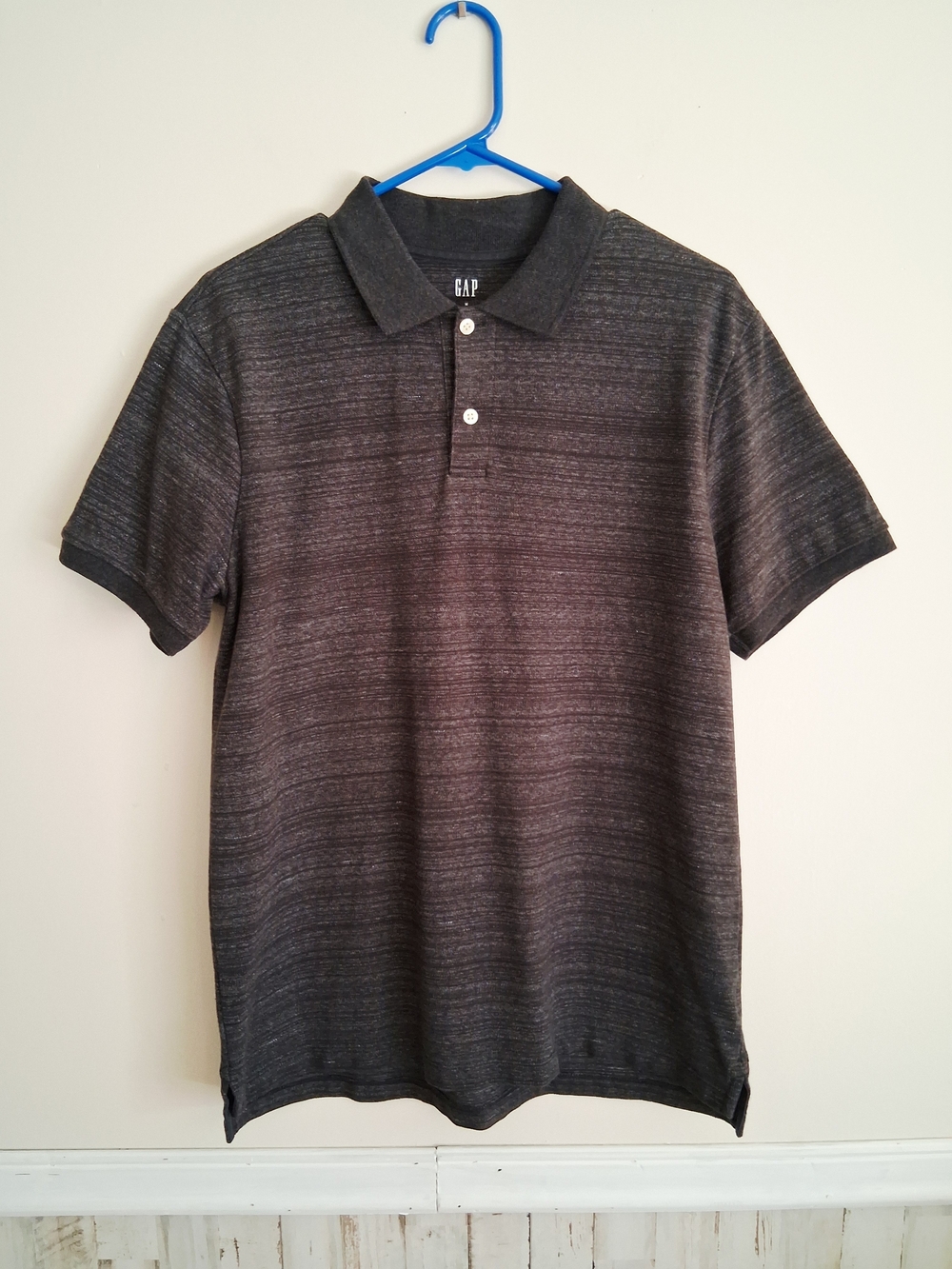 GAP Heather Polo Shirt Black Men's Medium Short Sleeves Smart Casual Minimalist